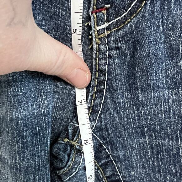 VTG Angels Women Denim Capri Long Bermuda Shorts 9 Low Rise Cuffed Y2K - Picture 10 of 11